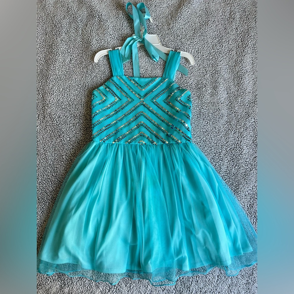 Amy's Closet Aqua Sleeveless Formal Short Girl’s Dress